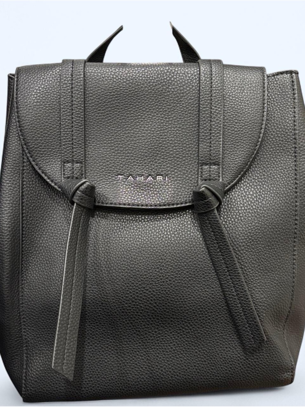 Tahari Black Textured Leather Backpack